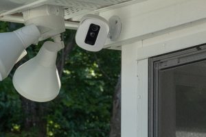 home security camera and outdoor lights