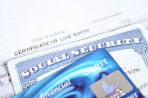 Debit card, social security, birth certificate