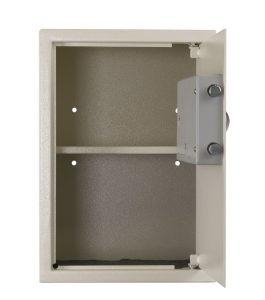 medium white safe open to show inside storage