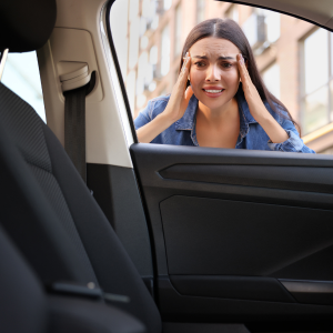 woman locked outside of car