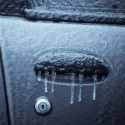 car door lock with icicles on it